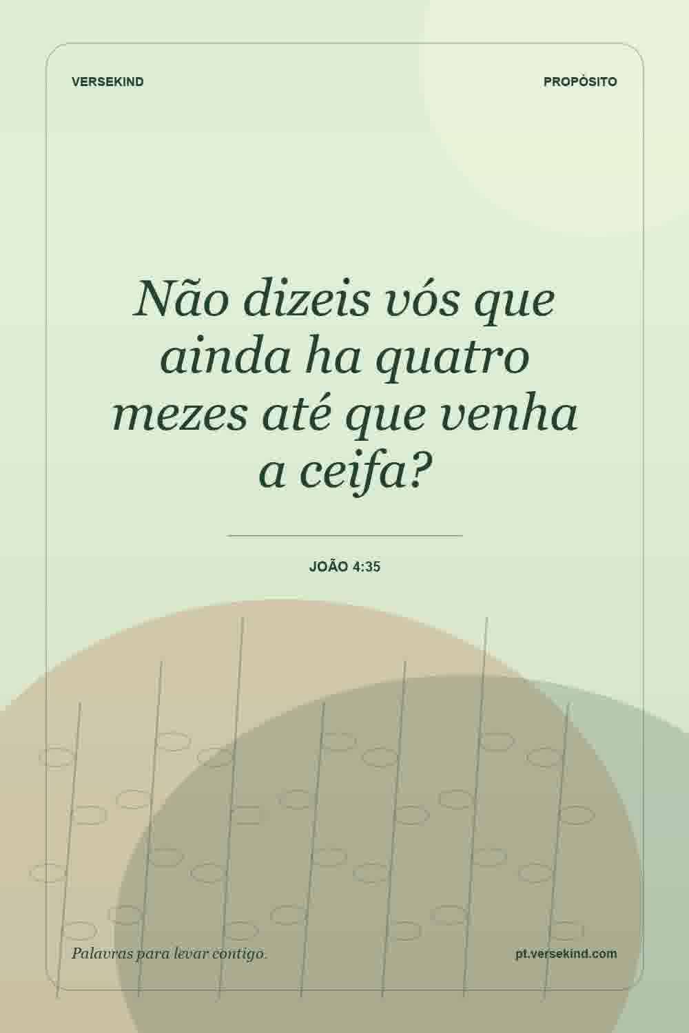 Não dizeis vós que ainda ha quatro mezes até que venha a ceifa? — João 4:35