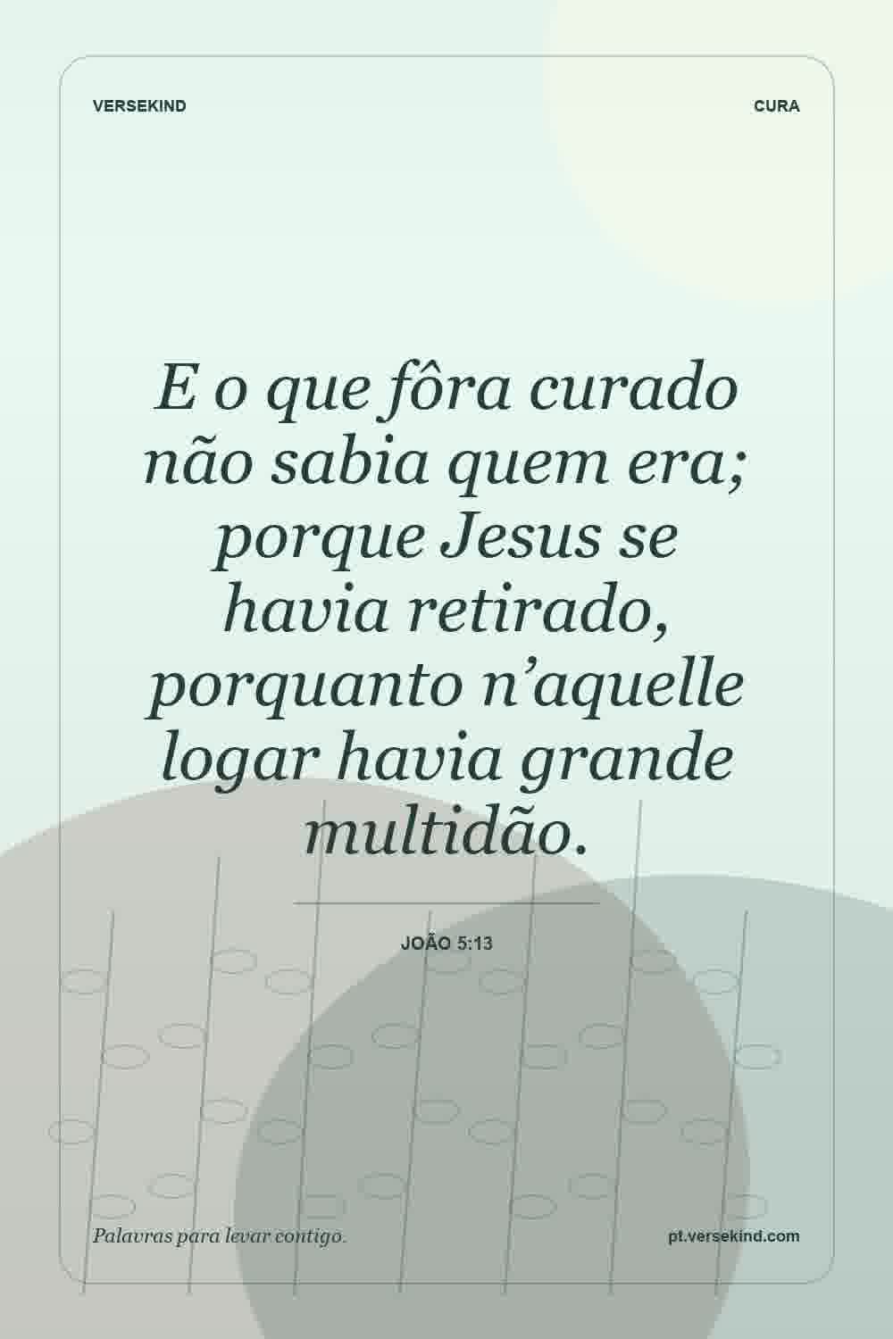 E o que fôra curado não sabia quem era; porque Jesus se havia retirado, porquanto n’aquelle logar havia grande multidão. — João 5:13