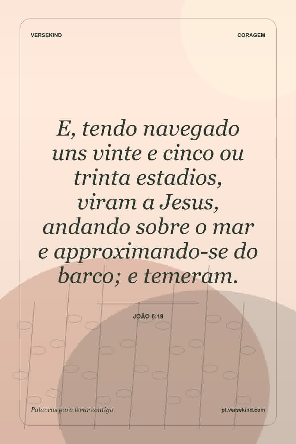 E, tendo navegado uns vinte e cinco ou trinta estadios, viram a Jesus, andando sobre o mar e approximando-se do barco; e temeram. — João 6:19