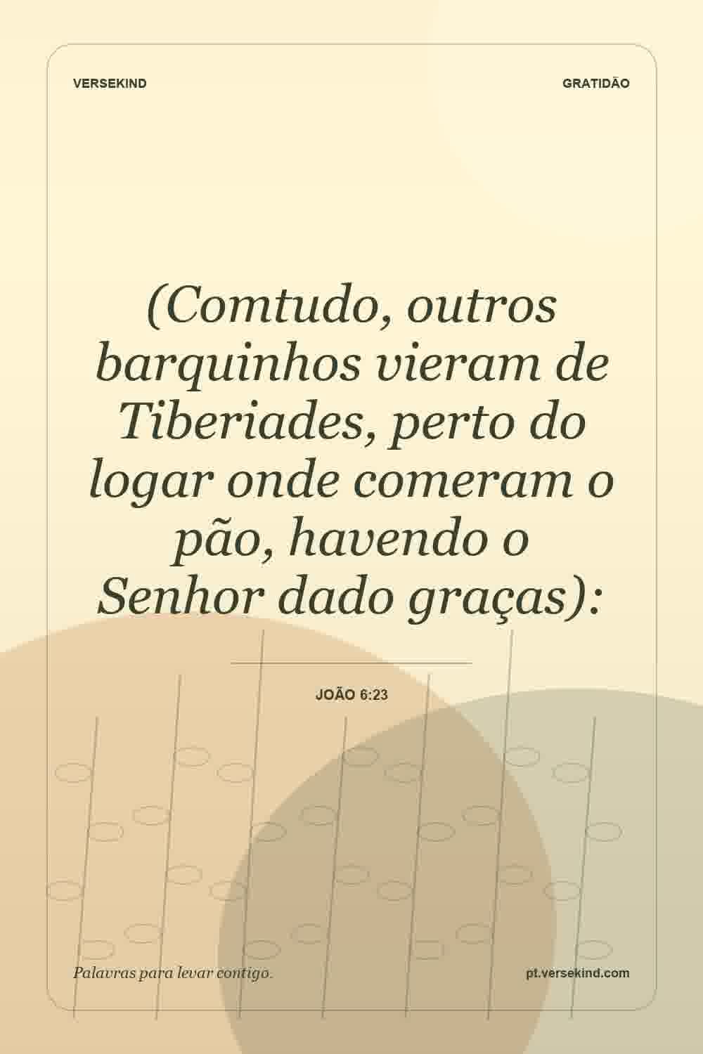(Comtudo, outros barquinhos vieram de Tiberiades, perto do logar onde comeram o pão, havendo o Senhor dado graças): — João 6:23