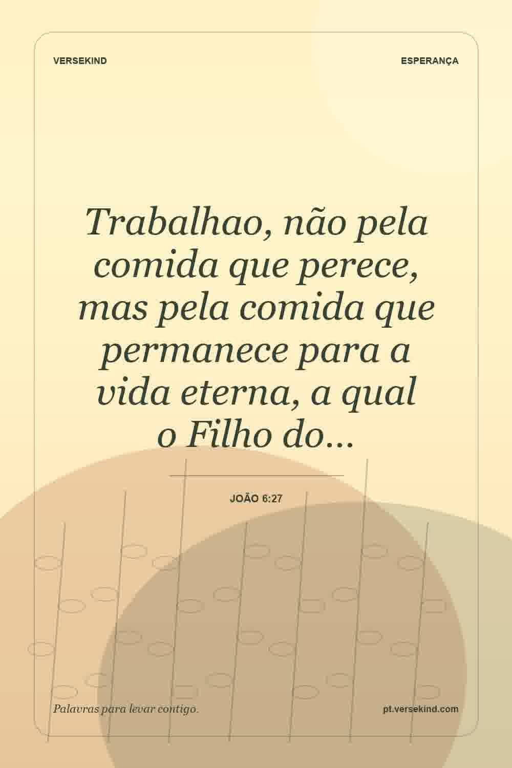 Trabalhao, não pela comida que perece, mas pela comida que permanece para a vida eterna, a qual o Filho do… — João 6:27
