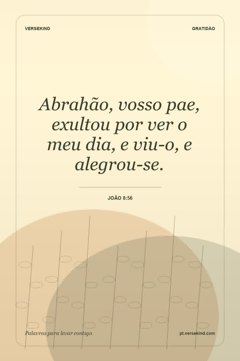 Abrahão, vosso pae, exultou por ver o meu dia, e viu-o, e alegrou-se. — João 8:56