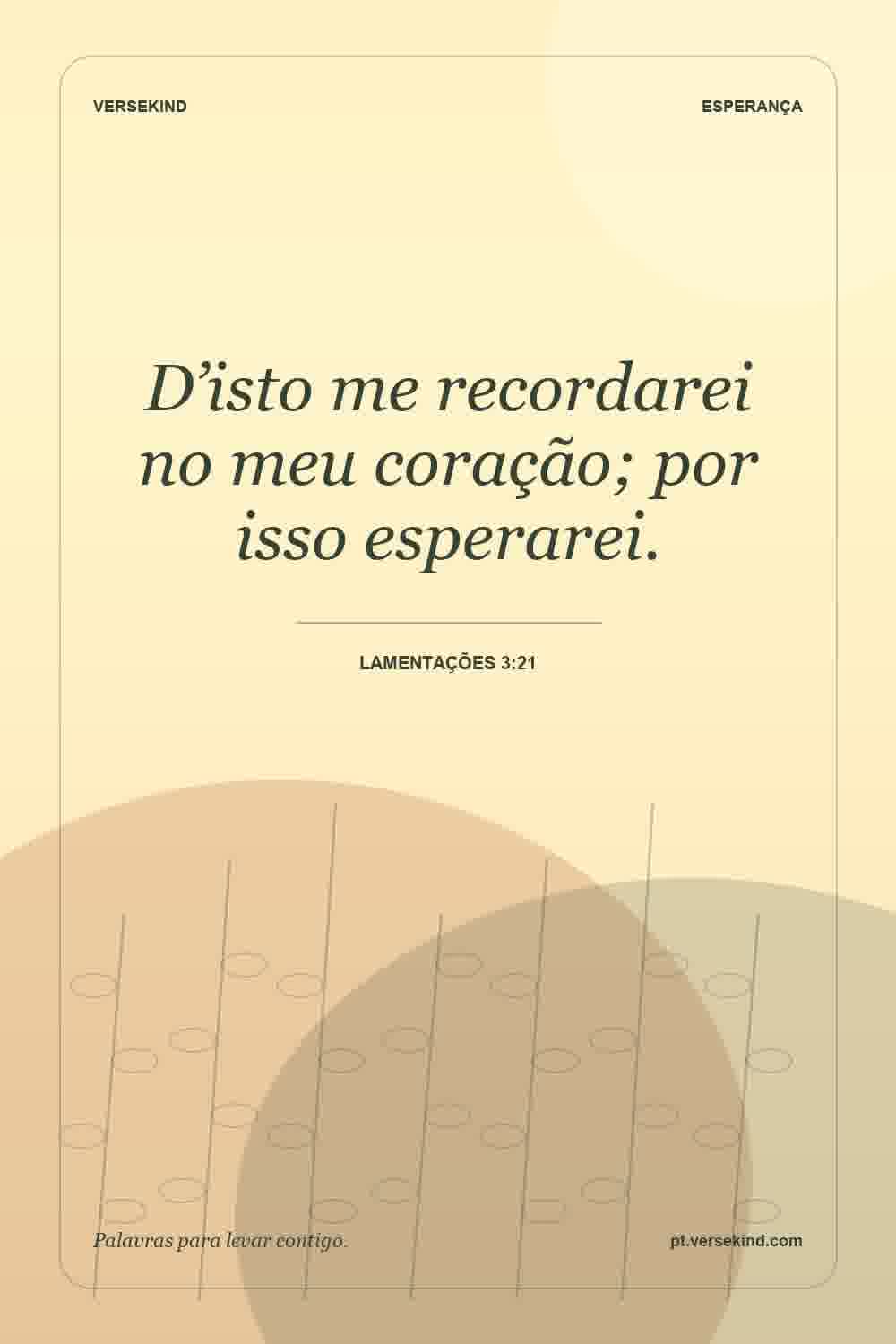 D’isto me recordarei no meu coração; por isso esperarei. — Lamentações 3:21