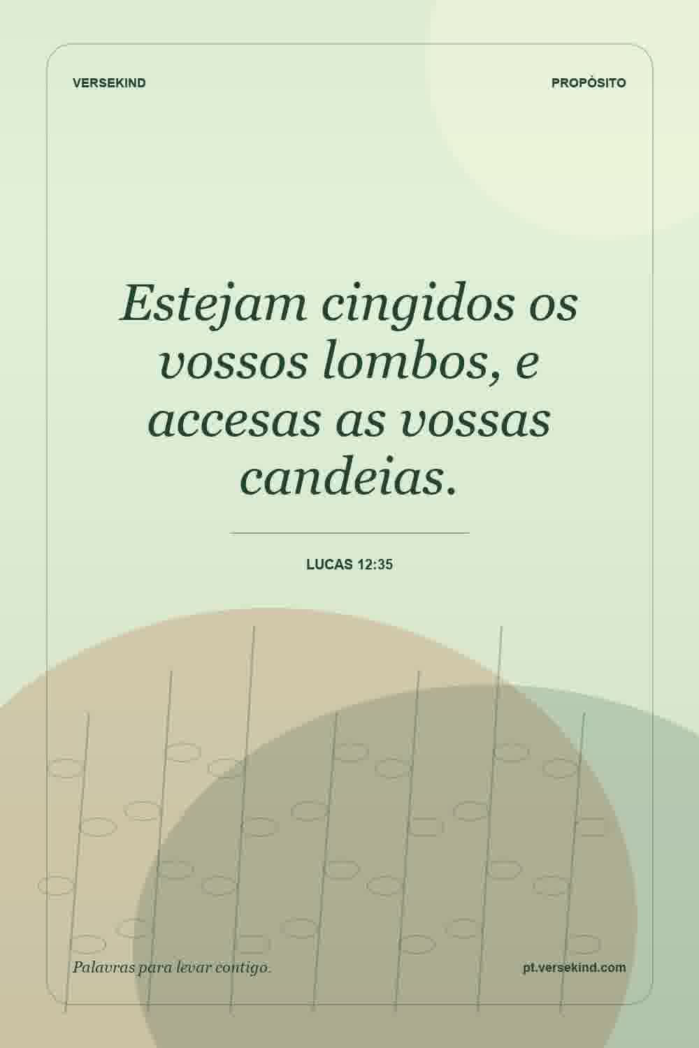 Estejam cingidos os vossos lombos, e accesas as vossas candeias. — Lucas 12:35