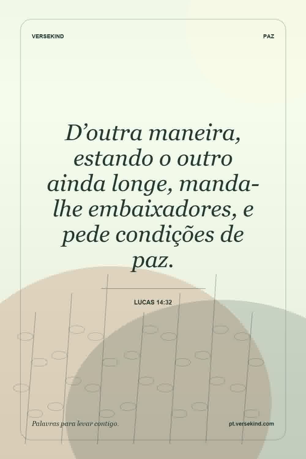 D’outra maneira, estando o outro ainda longe, manda-lhe embaixadores, e pede condições de paz. — Lucas 14:32
