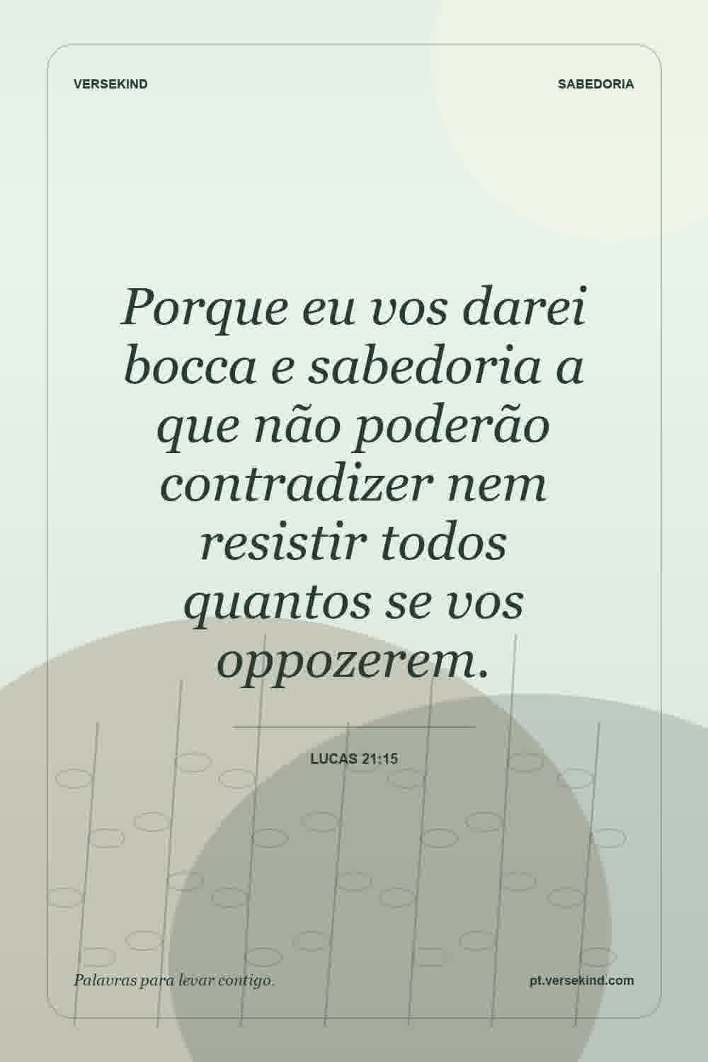 Porque eu vos darei bocca e sabedoria a que não poderão contradizer nem resistir todos quantos se vos oppozerem. — Lucas 21:15