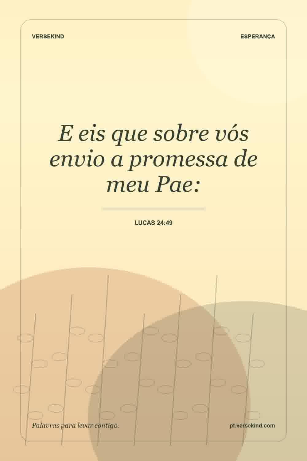 E eis que sobre vós envio a promessa de meu Pae: — Lucas 24:49