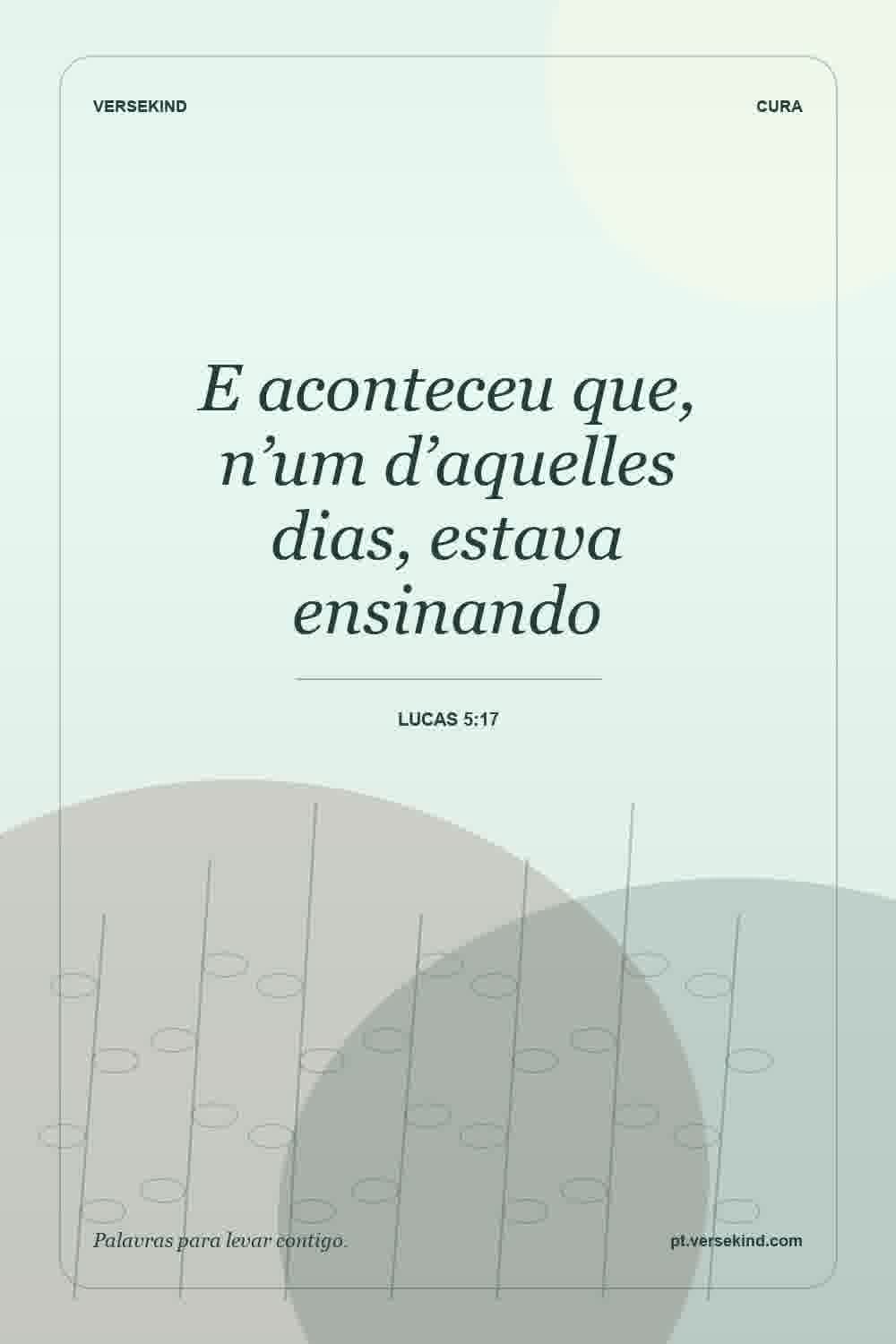E aconteceu que, n’um d’aquelles dias, estava ensinando — Lucas 5:17