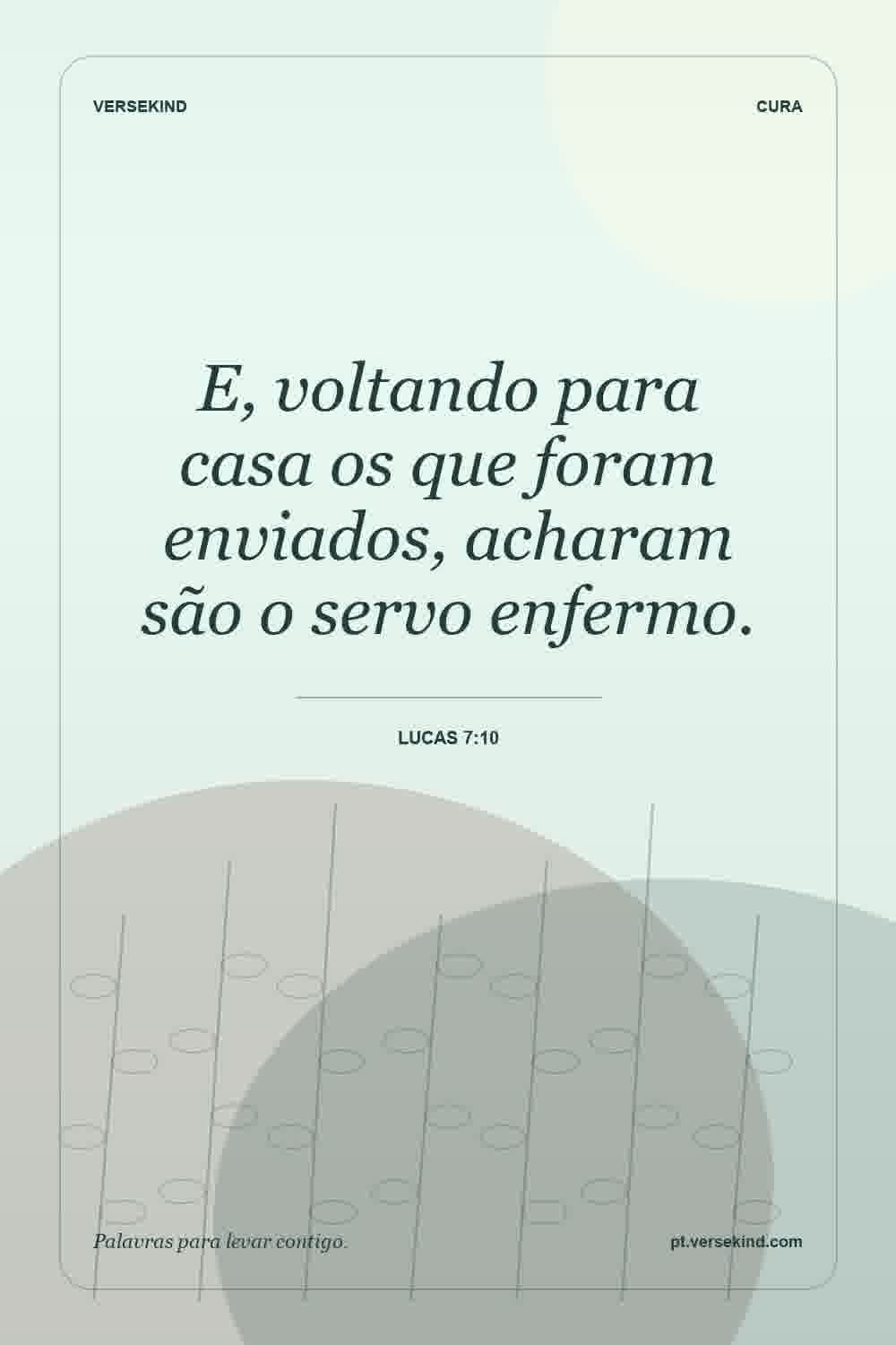 E, voltando para casa os que foram enviados, acharam são o servo enfermo. — Lucas 7:10