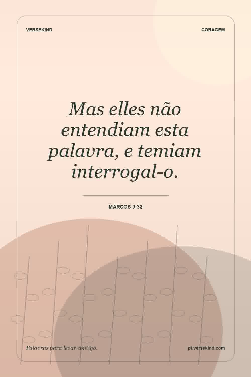 Mas elles não entendiam esta palavra, e temiam interrogal-o. — Marcos 9:32