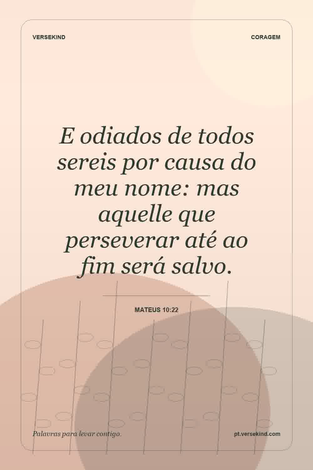 E odiados de todos sereis por causa do meu nome: mas aquelle que perseverar até ao fim será salvo. — Mateus 10:22