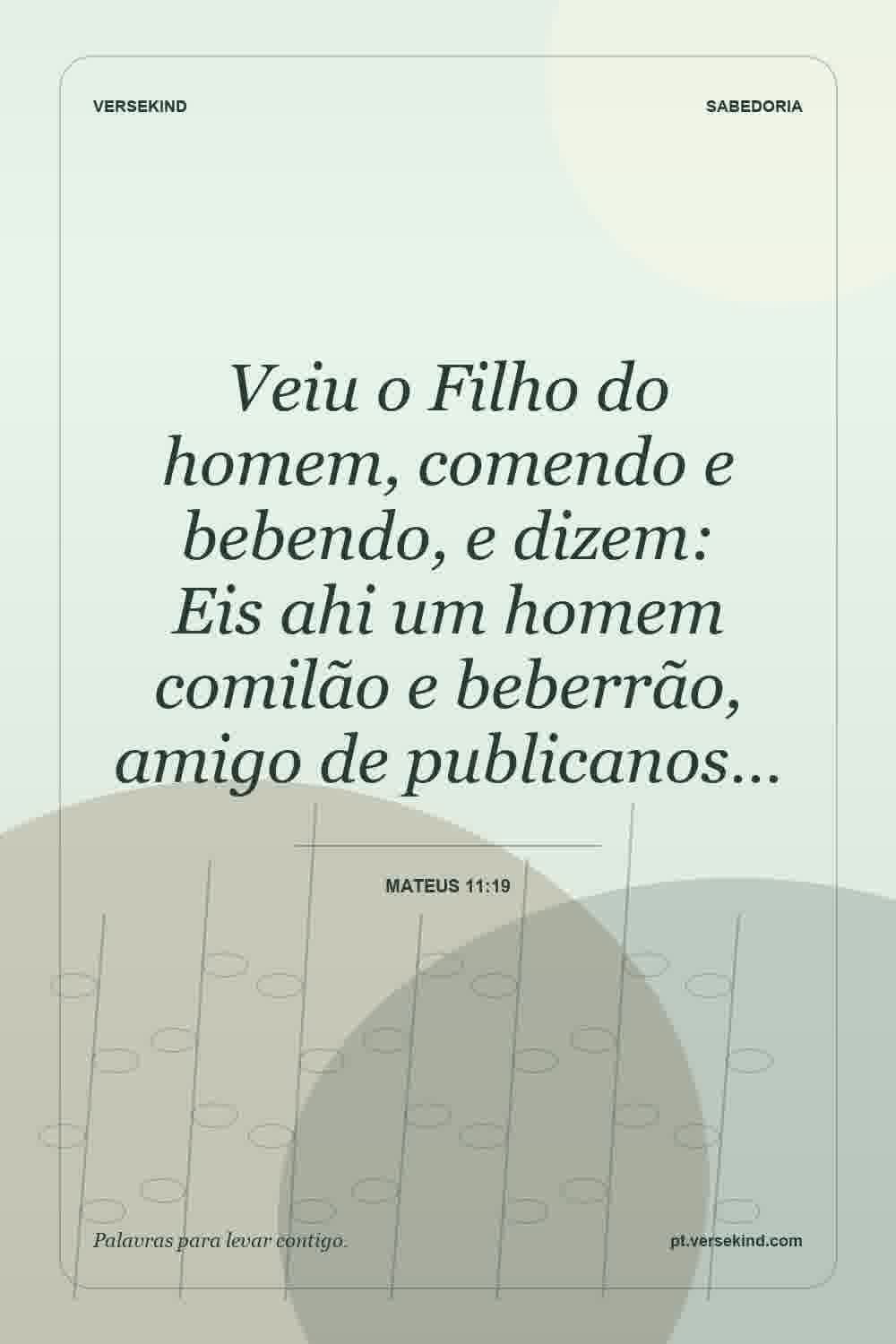Veiu o Filho do homem, comendo e bebendo, e dizem: Eis ahi um homem comilão e beberrão, amigo de publicanos… — Mateus 11:19
