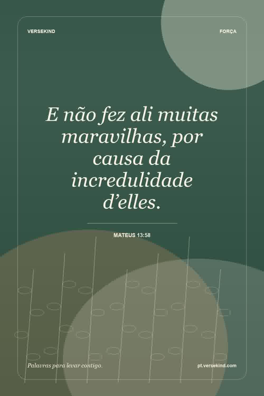 E não fez ali muitas maravilhas, por causa da incredulidade d’elles. — Mateus 13:58