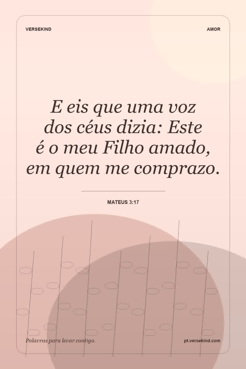 E eis que uma voz dos céus dizia: Este é o meu Filho amado, em quem me comprazo. — Mateus 3:17