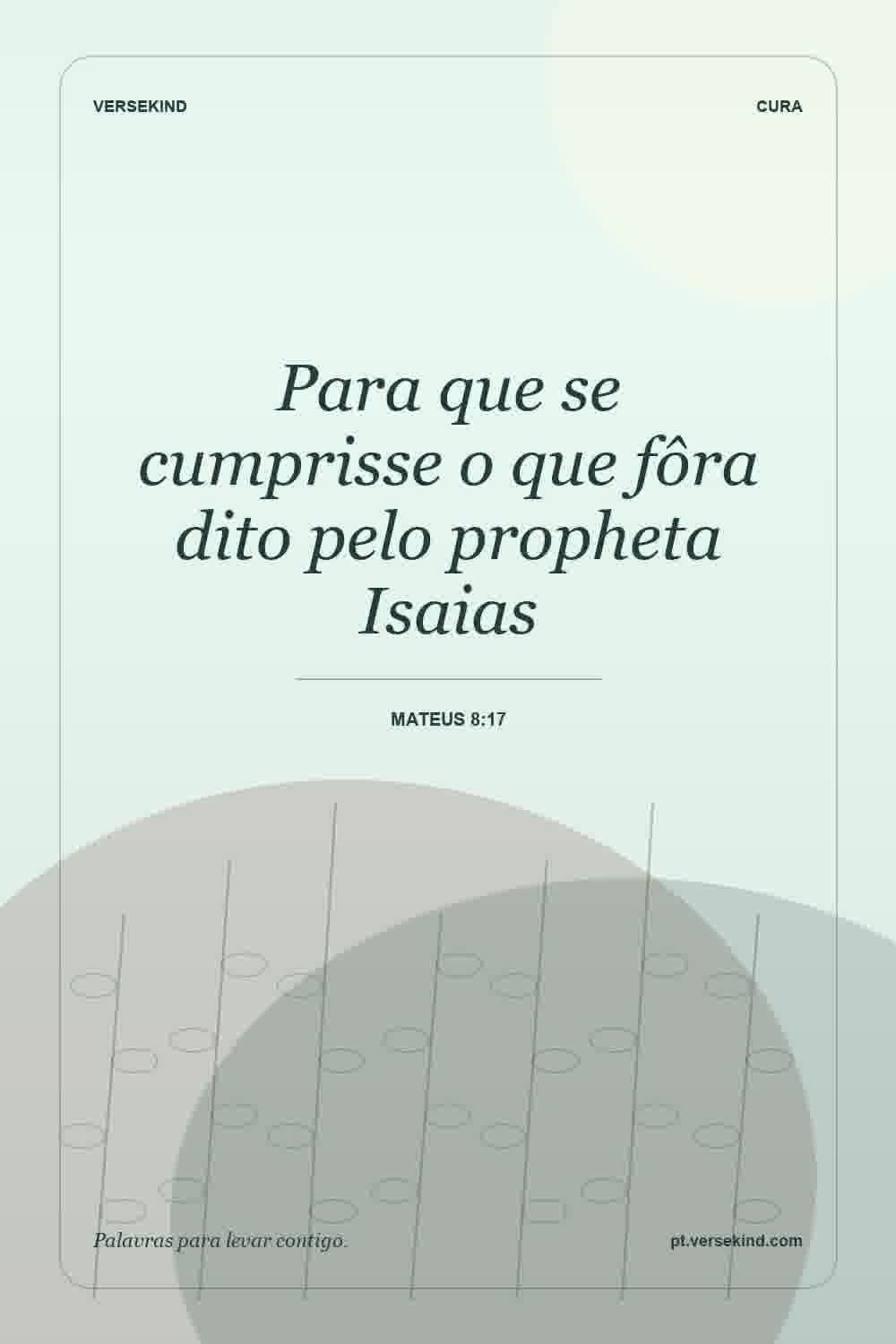 Para que se cumprisse o que fôra dito pelo propheta Isaias — Mateus 8:17