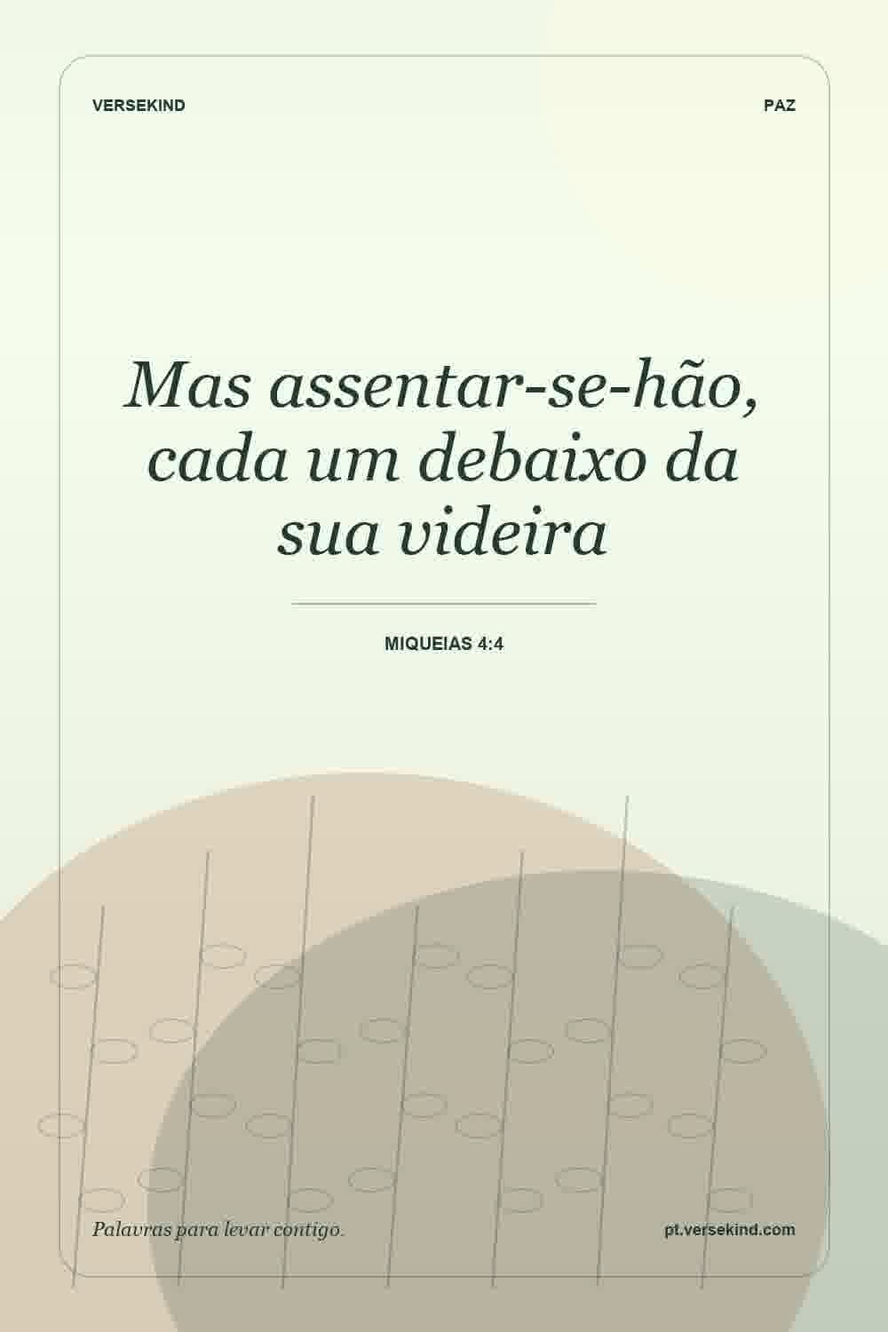 Mas assentar-se-hão, cada um debaixo da sua videira — Miqueias 4:4