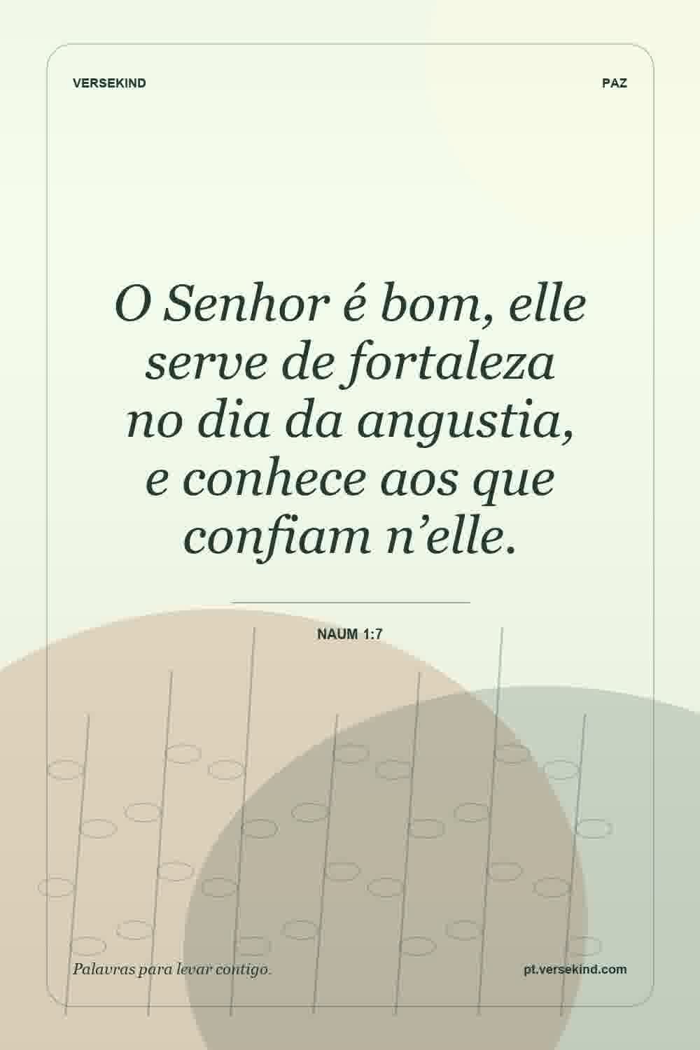O Senhor é bom, elle serve de fortaleza no dia da angustia, e conhece aos que confiam n’elle. — Naum 1:7