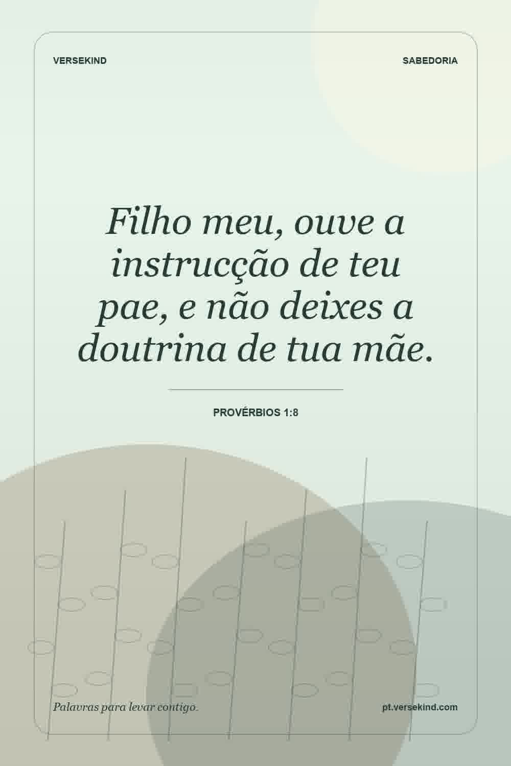 Filho meu, ouve a instrucção de teu pae, e não deixes a doutrina de tua mãe. — Provérbios 1:8