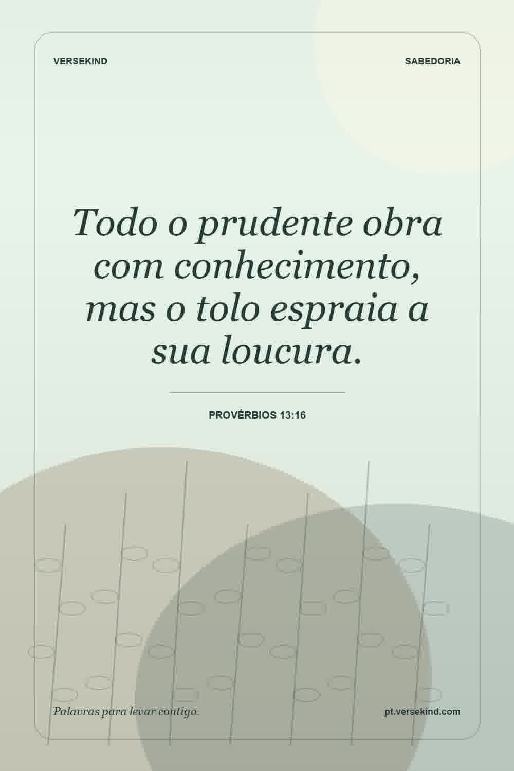 Todo o prudente obra com conhecimento, mas o tolo espraia a sua loucura. — Provérbios 13:16