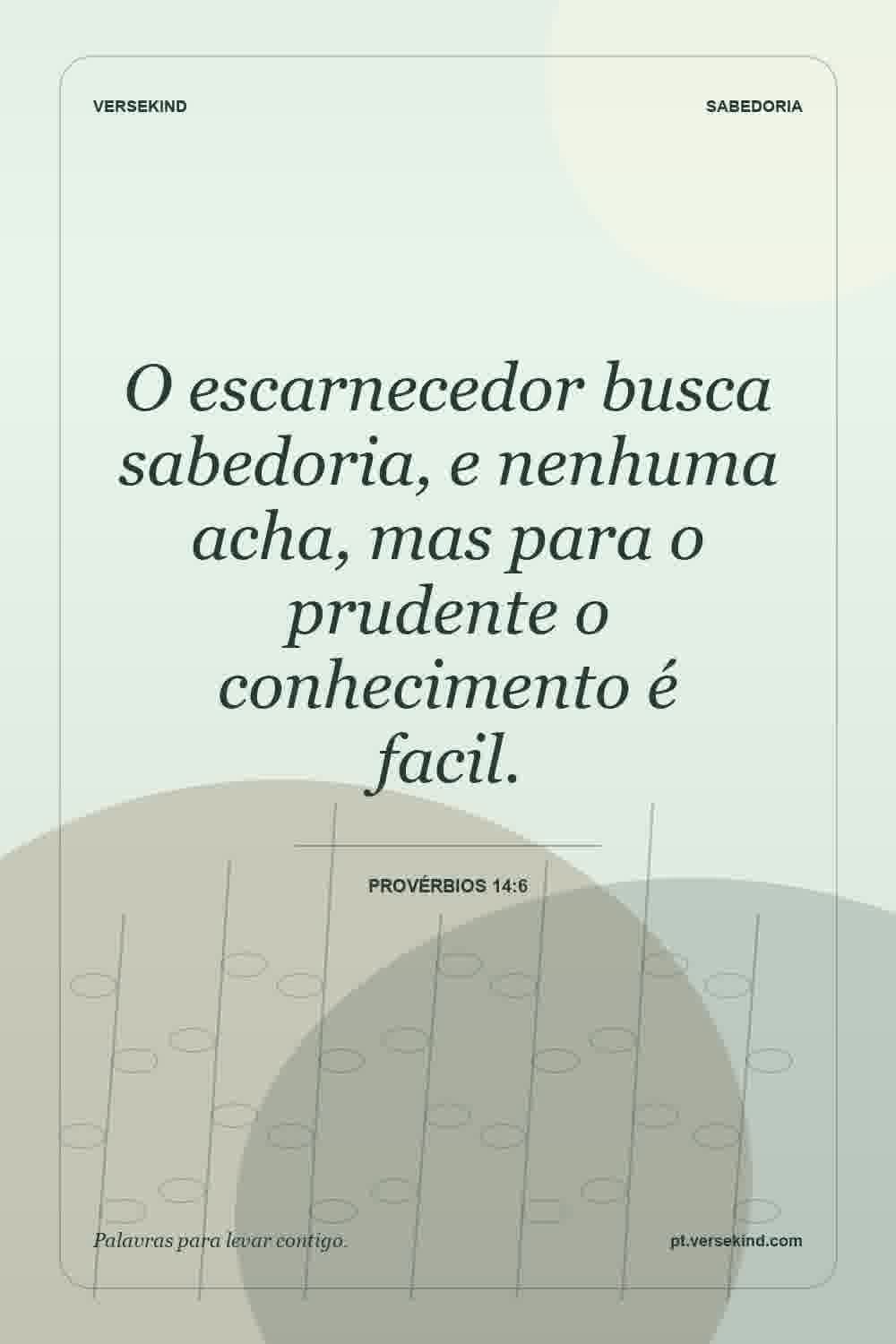 O escarnecedor busca sabedoria, e nenhuma acha, mas para o prudente o conhecimento é facil. — Provérbios 14:6
