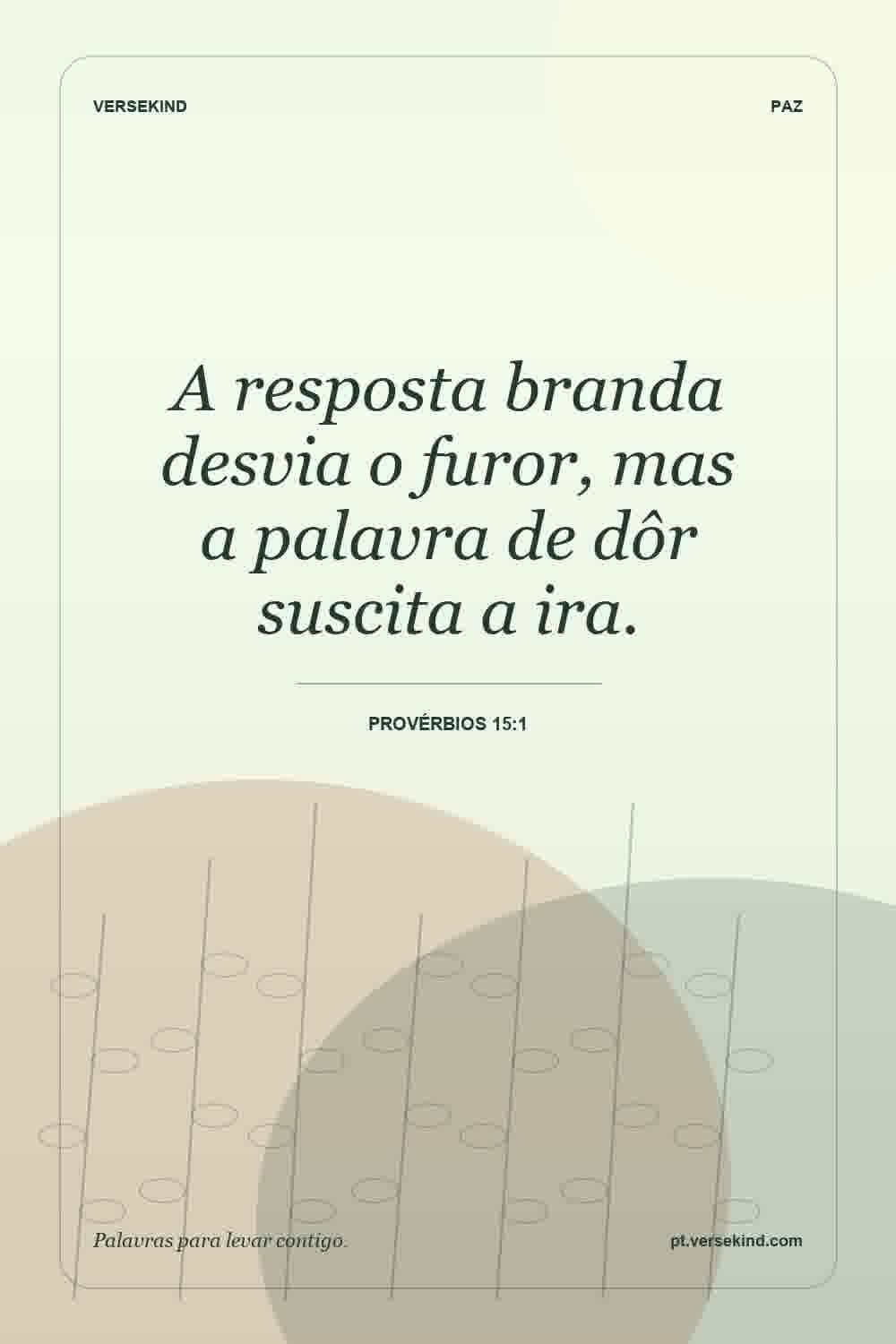 A resposta branda desvia o furor, mas a palavra de dôr suscita a ira. — Provérbios 15:1