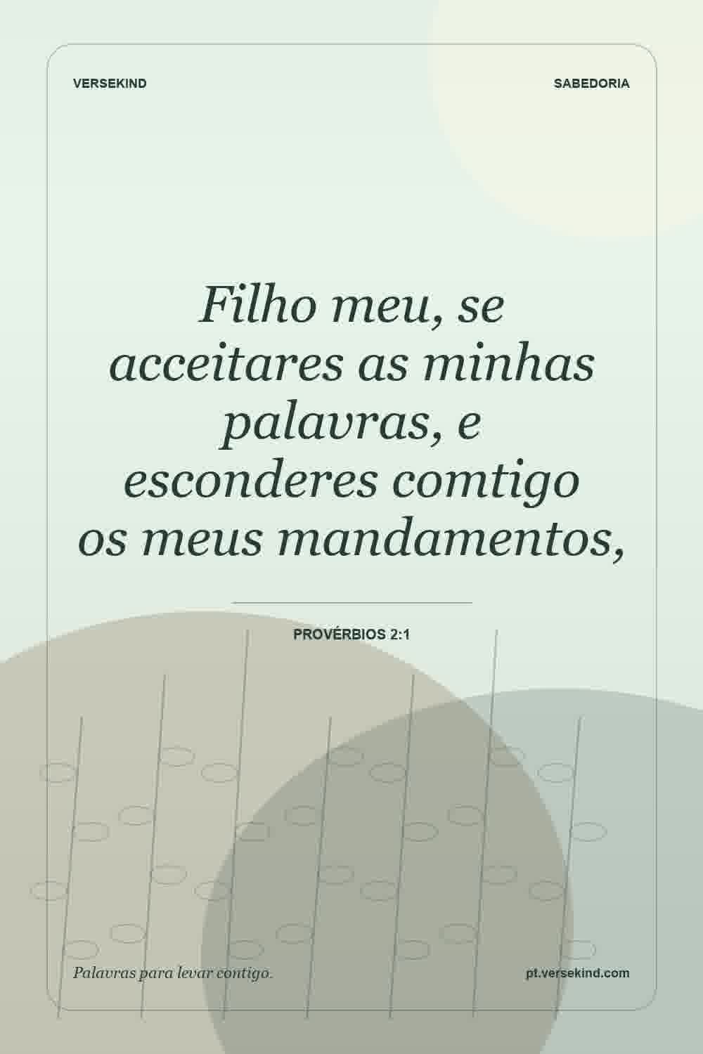 Filho meu, se acceitares as minhas palavras, e esconderes comtigo os meus mandamentos, — Provérbios 2:1