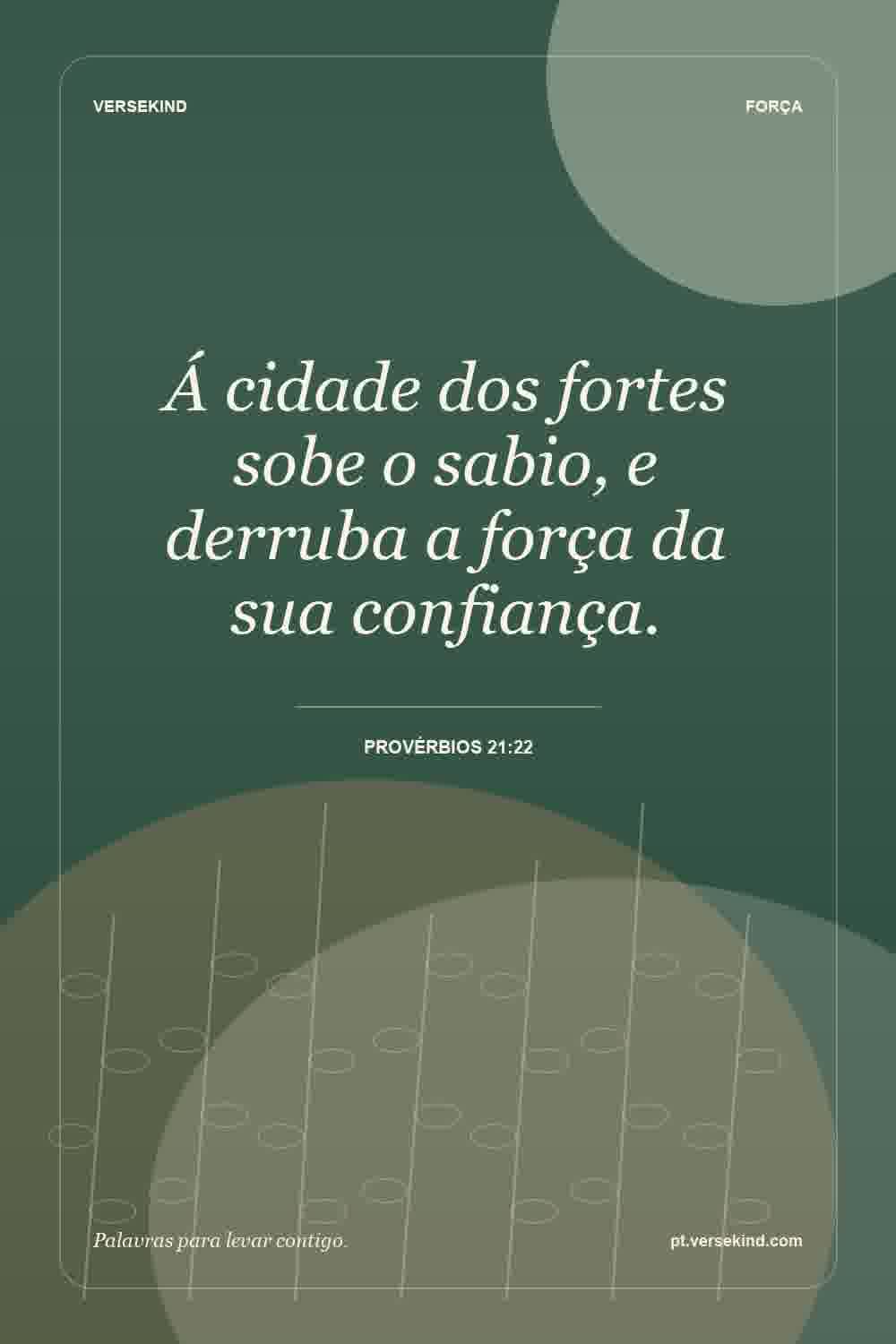 Á cidade dos fortes sobe o sabio, e derruba a força da sua confiança. — Provérbios 21:22