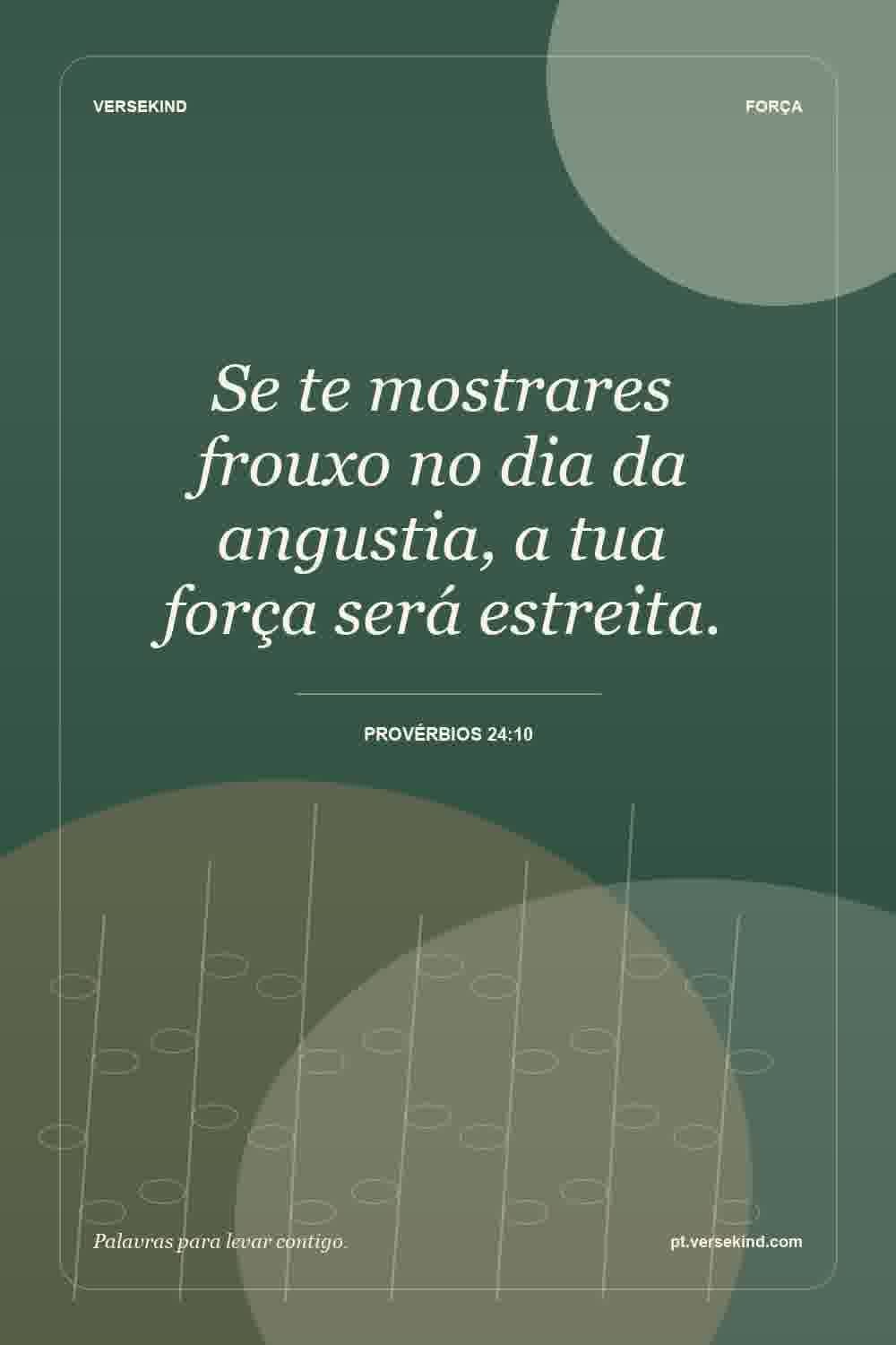 Se te mostrares frouxo no dia da angustia, a tua força será estreita. — Provérbios 24:10