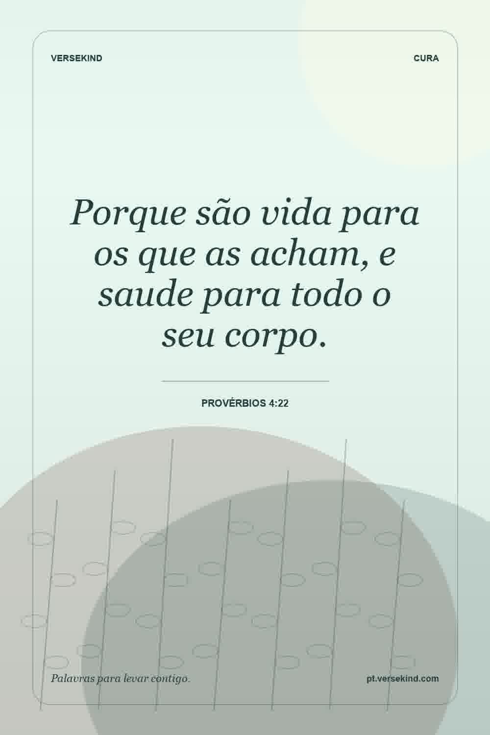 Porque são vida para os que as acham, e saude para todo o seu corpo. — Provérbios 4:22