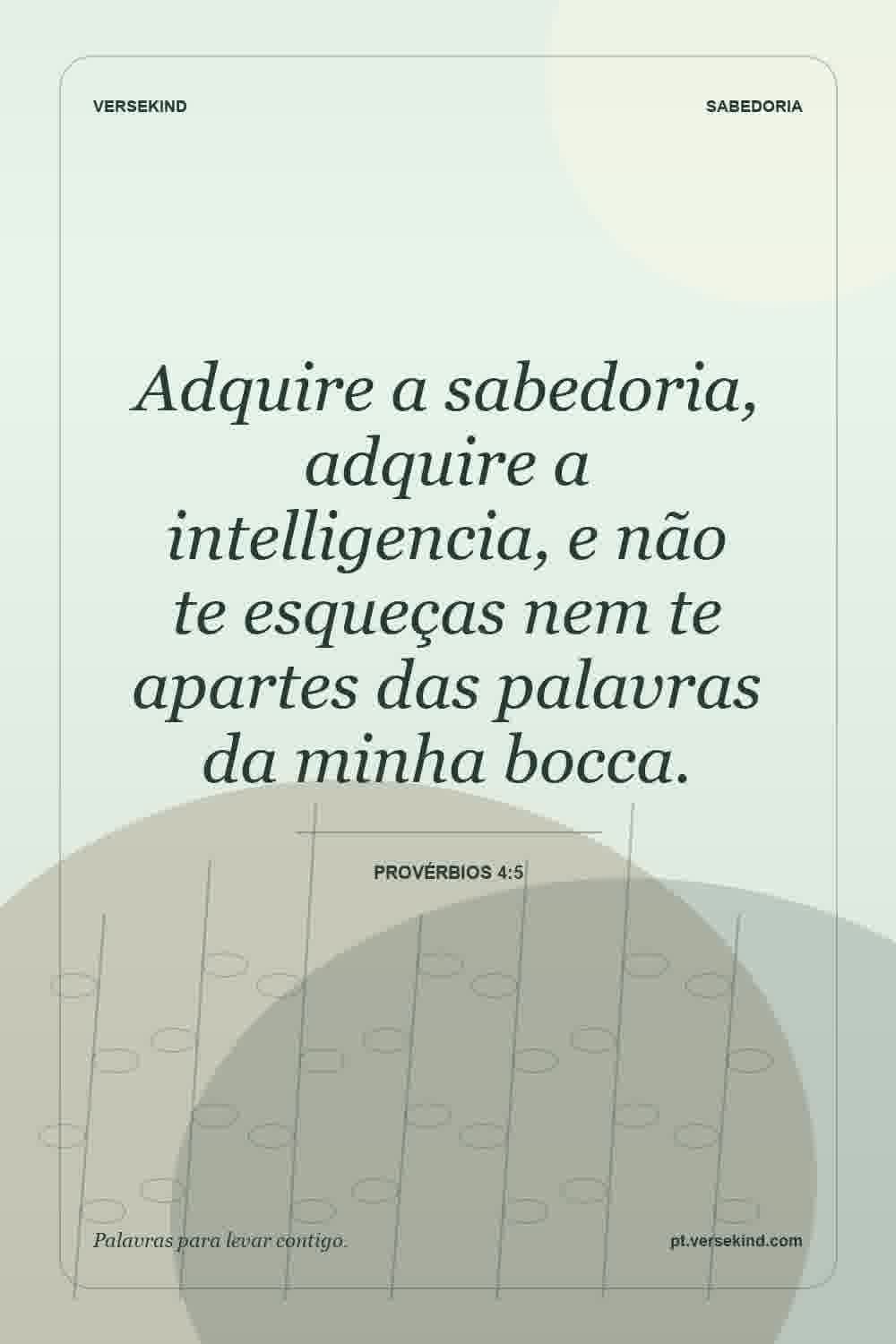 Adquire a sabedoria, adquire a intelligencia, e não te esqueças nem te apartes das palavras da minha bocca. — Provérbios 4:5