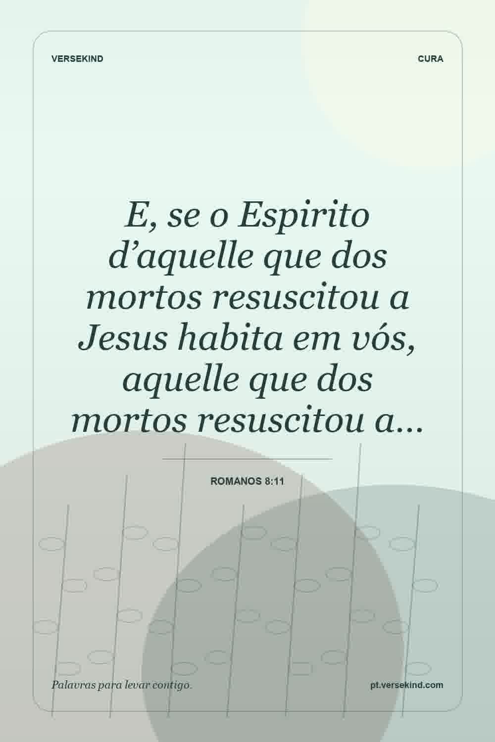 E, se o Espirito d’aquelle que dos mortos resuscitou a Jesus habita em vós, aquelle que dos mortos resuscitou a… — Romanos 8:11