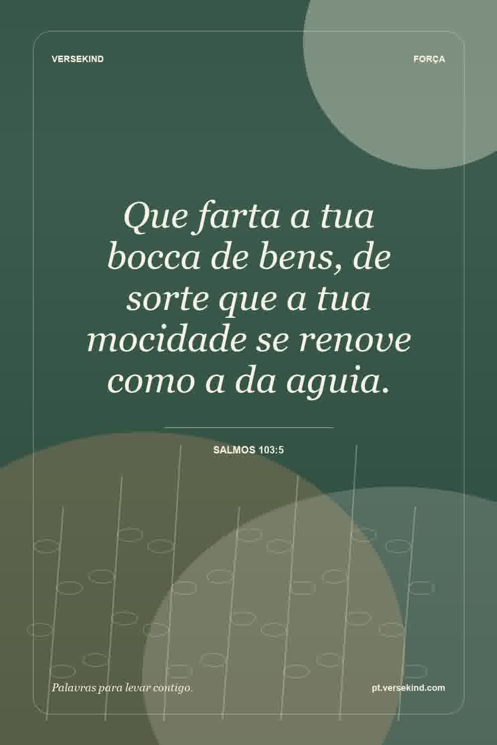 Que farta a tua bocca de bens, de sorte que a tua mocidade se renove como a da aguia. — Salmos 103:5