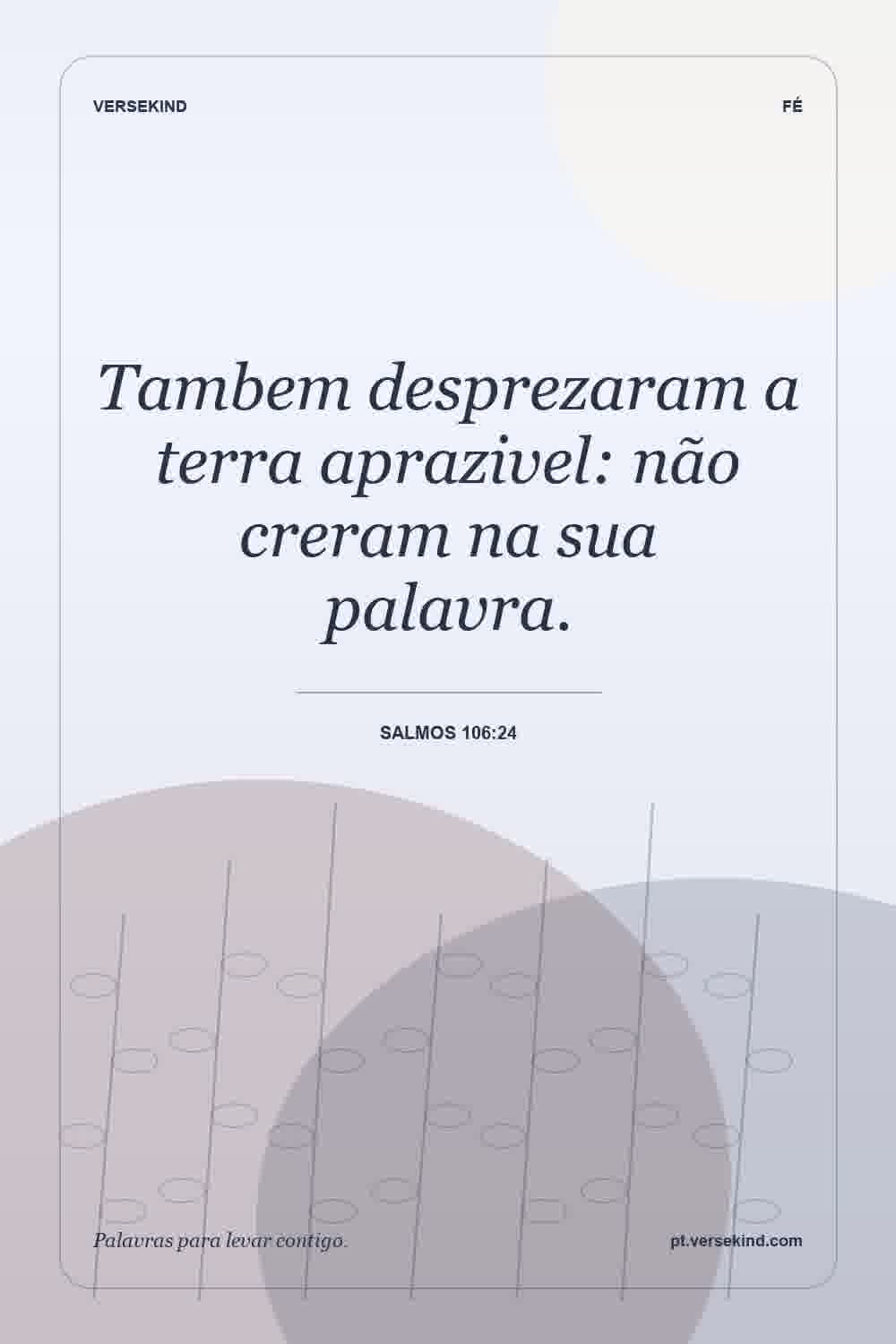 Tambem desprezaram a terra aprazivel: não creram na sua palavra. — Salmos 106:24