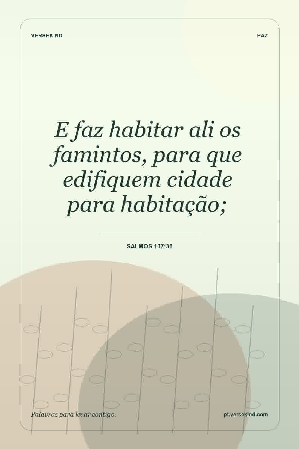 E faz habitar ali os famintos, para que edifiquem cidade para habitação; — Salmos 107:36