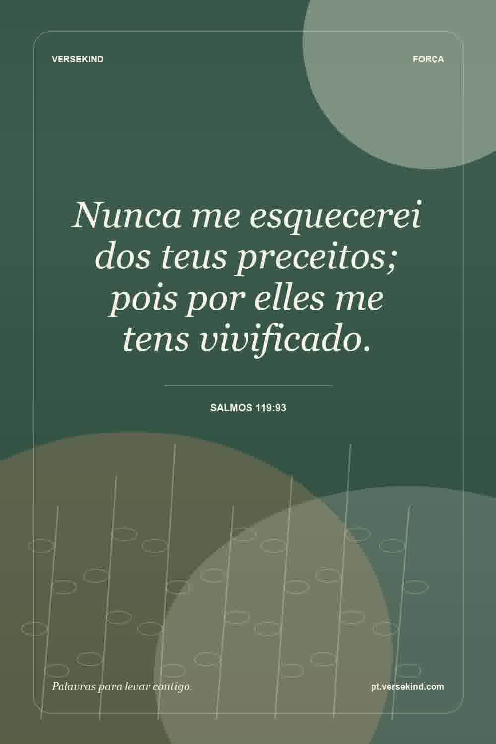 Nunca me esquecerei dos teus preceitos; pois por elles me tens vivificado. — Salmos 119:93