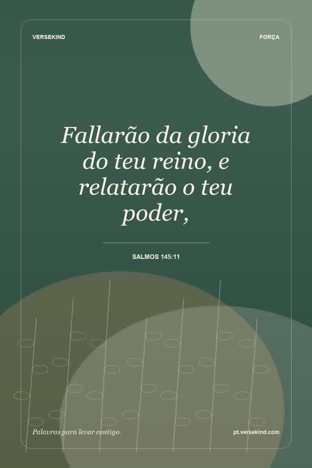 Fallarão da gloria do teu reino, e relatarão o teu poder, — Salmos 145:11