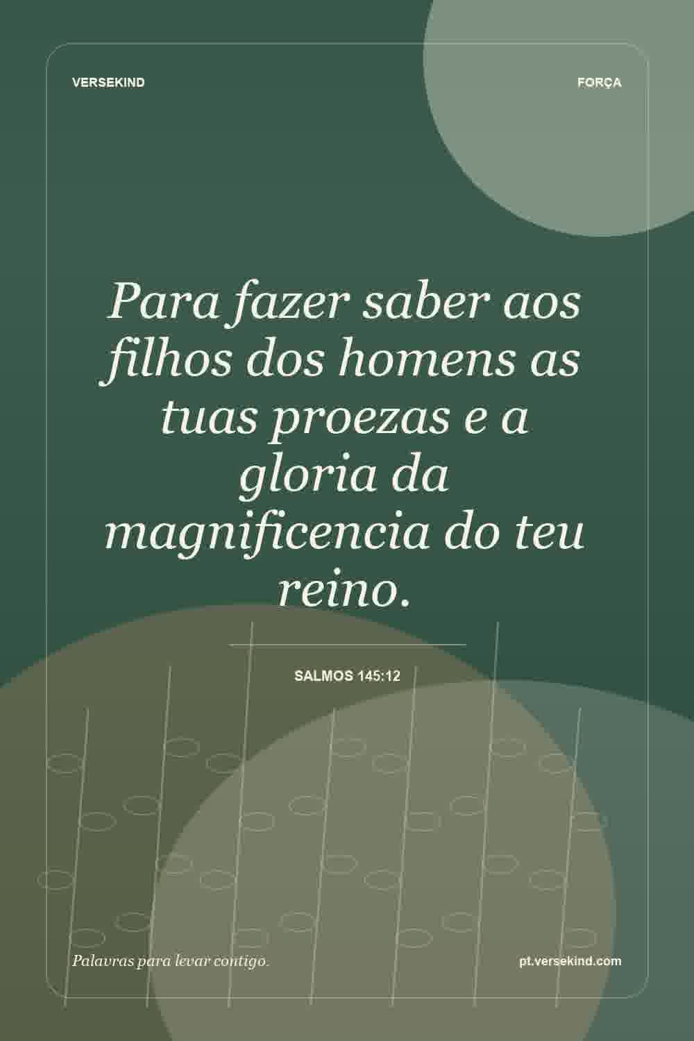 Para fazer saber aos filhos dos homens as tuas proezas e a gloria da magnificencia do teu reino. — Salmos 145:12