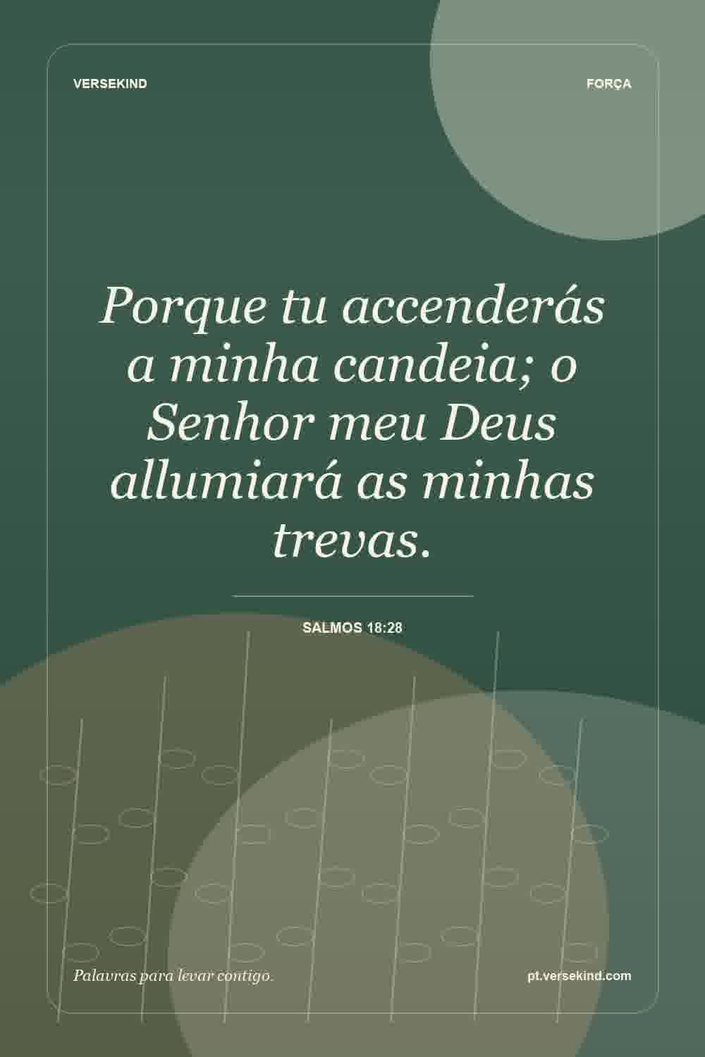 Porque tu accenderás a minha candeia; o Senhor meu Deus allumiará as minhas trevas. — Salmos 18:28
