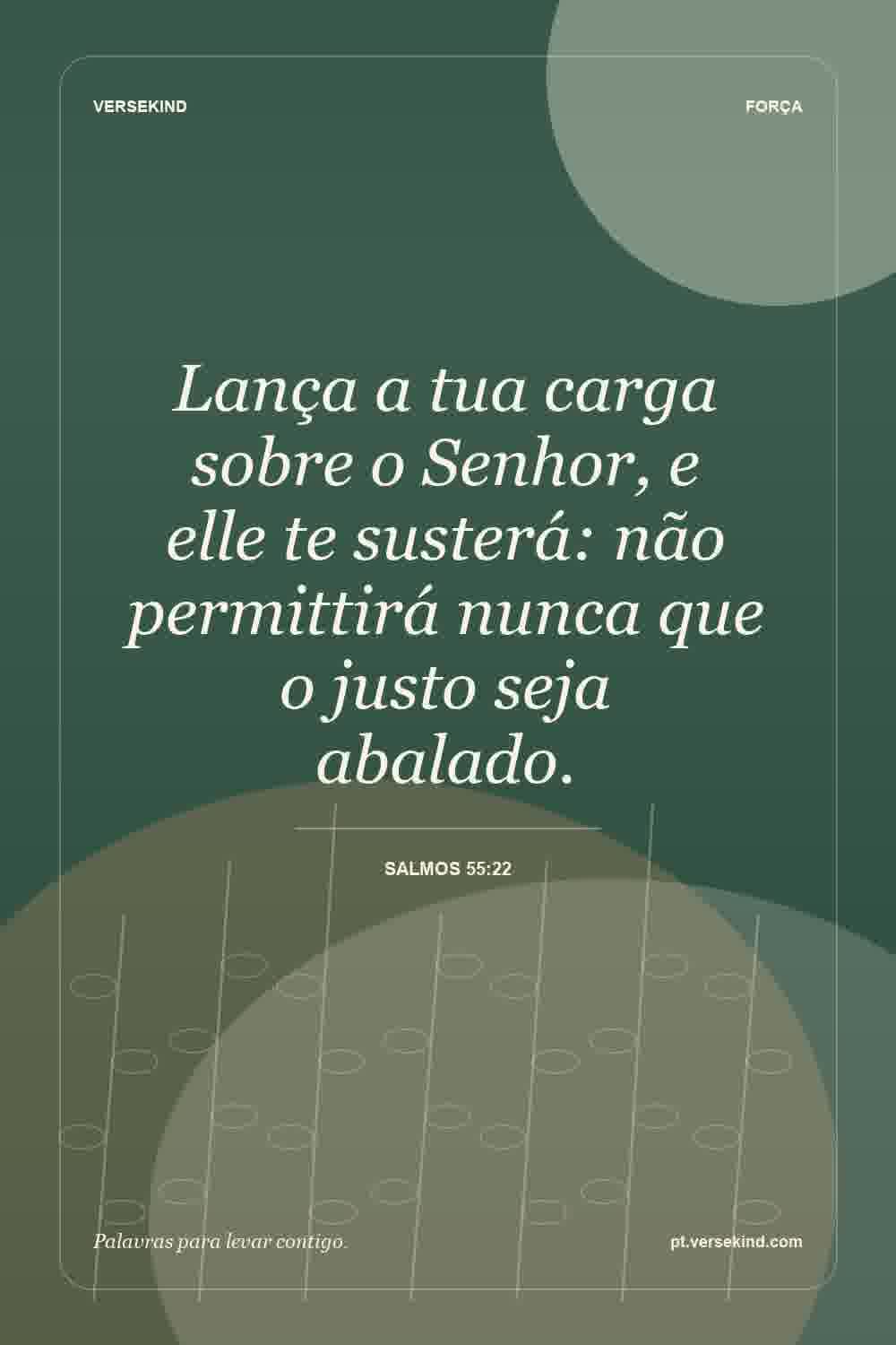 Lança a tua carga sobre o Senhor, e elle te susterá: não permittirá nunca que o justo seja abalado. — Salmos 55:22