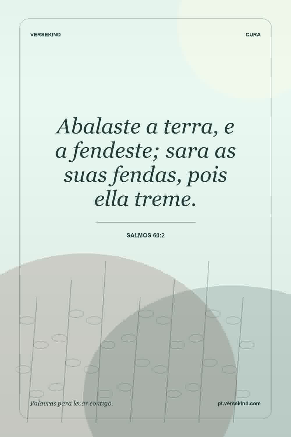 Abalaste a terra, e a fendeste; sara as suas fendas, pois ella treme. — Salmos 60:2