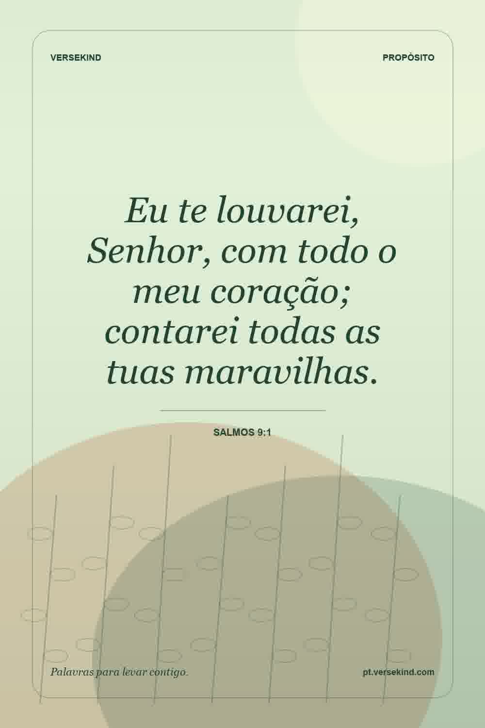 Eu te louvarei, Senhor, com todo o meu coração; contarei todas as tuas maravilhas. — Salmos 9:1
