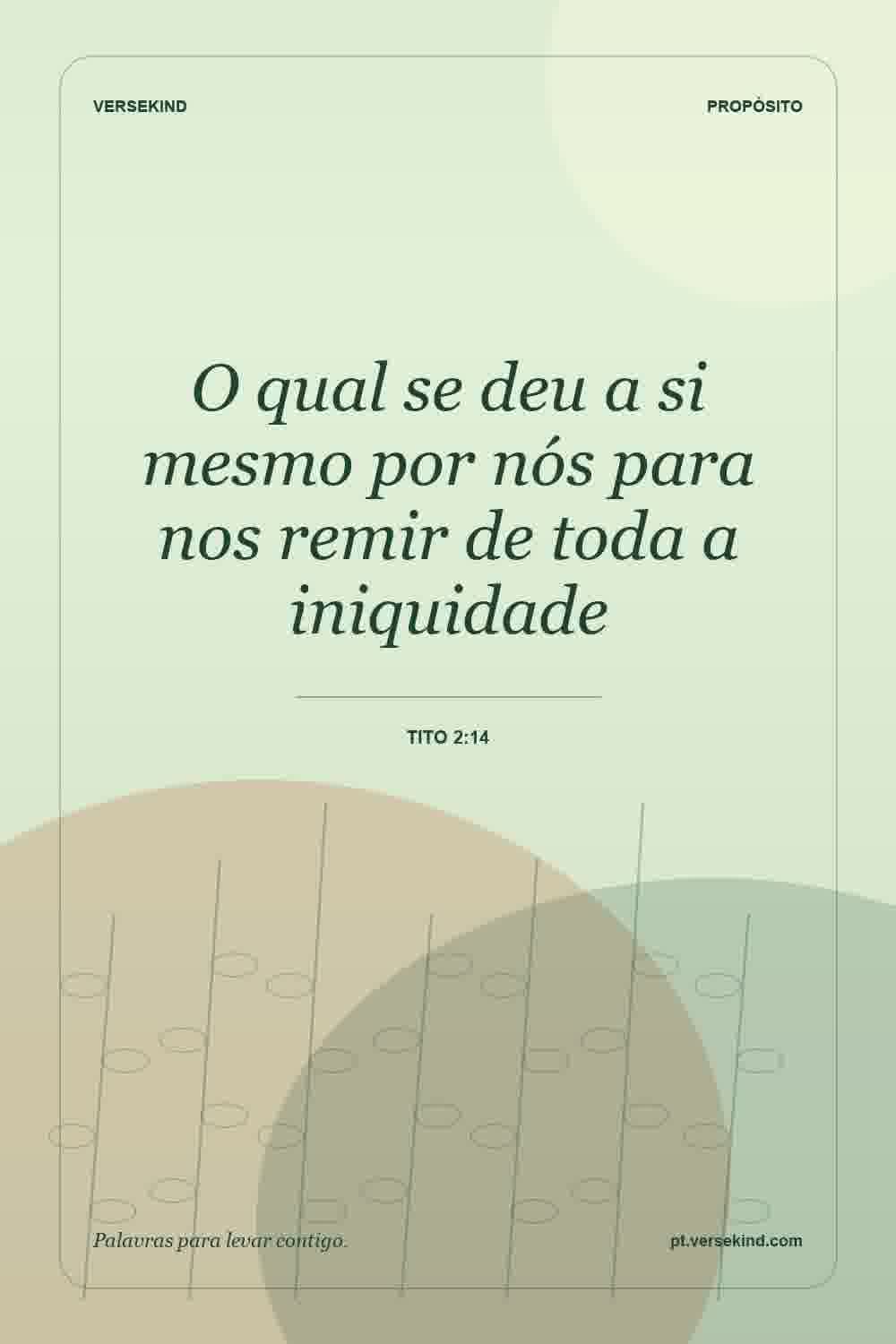 O qual se deu a si mesmo por nós para nos remir de toda a iniquidade — Tito 2:14