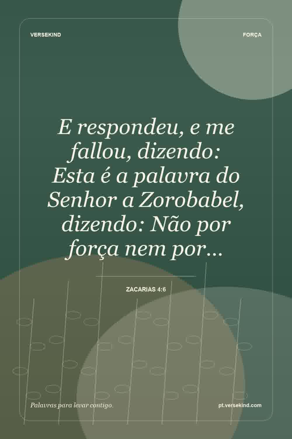 E respondeu, e me fallou, dizendo: Esta é a palavra do Senhor a Zorobabel, dizendo: Não por força nem por… — Zacarias 4:6